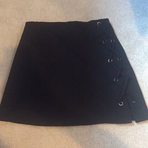 top shop - black lace up skirt